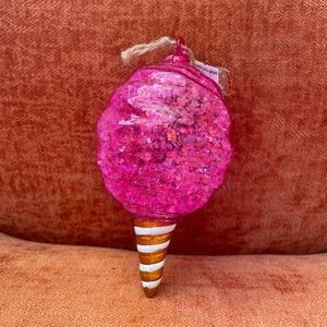 Glitterville Pink Glitter Cone Ornament -